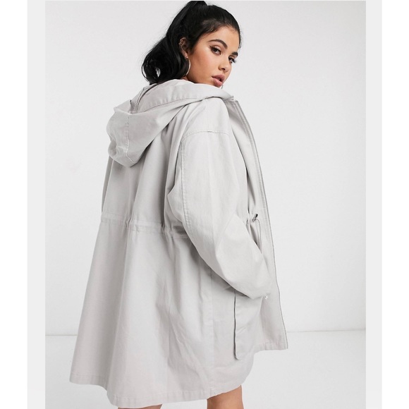 NWT ASOS Lightweight Parka in Washed Gray - Picture 2 of 4